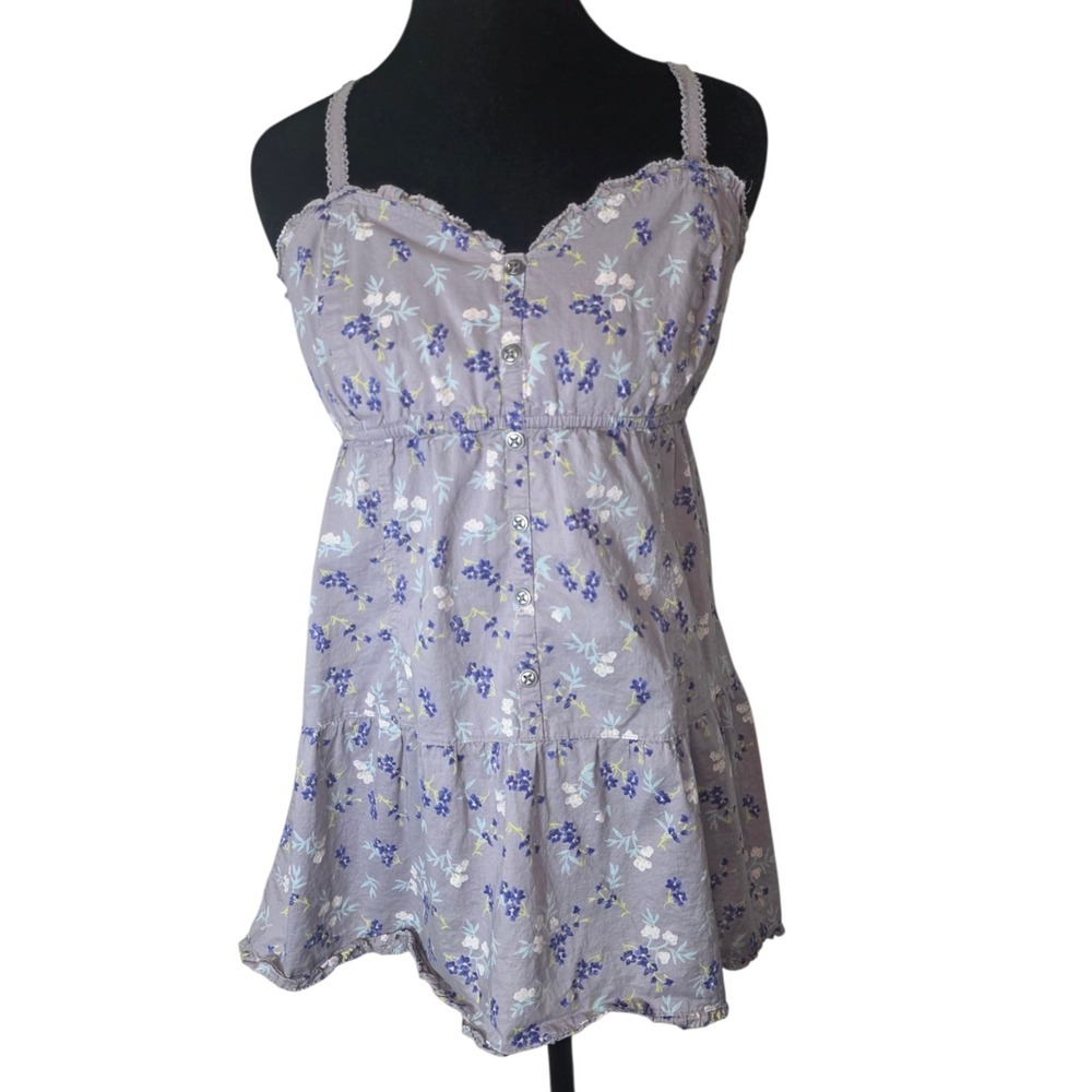 Decree Womens L Lavender Floral Babydoll Lace Trim Cottagecore Cami Top